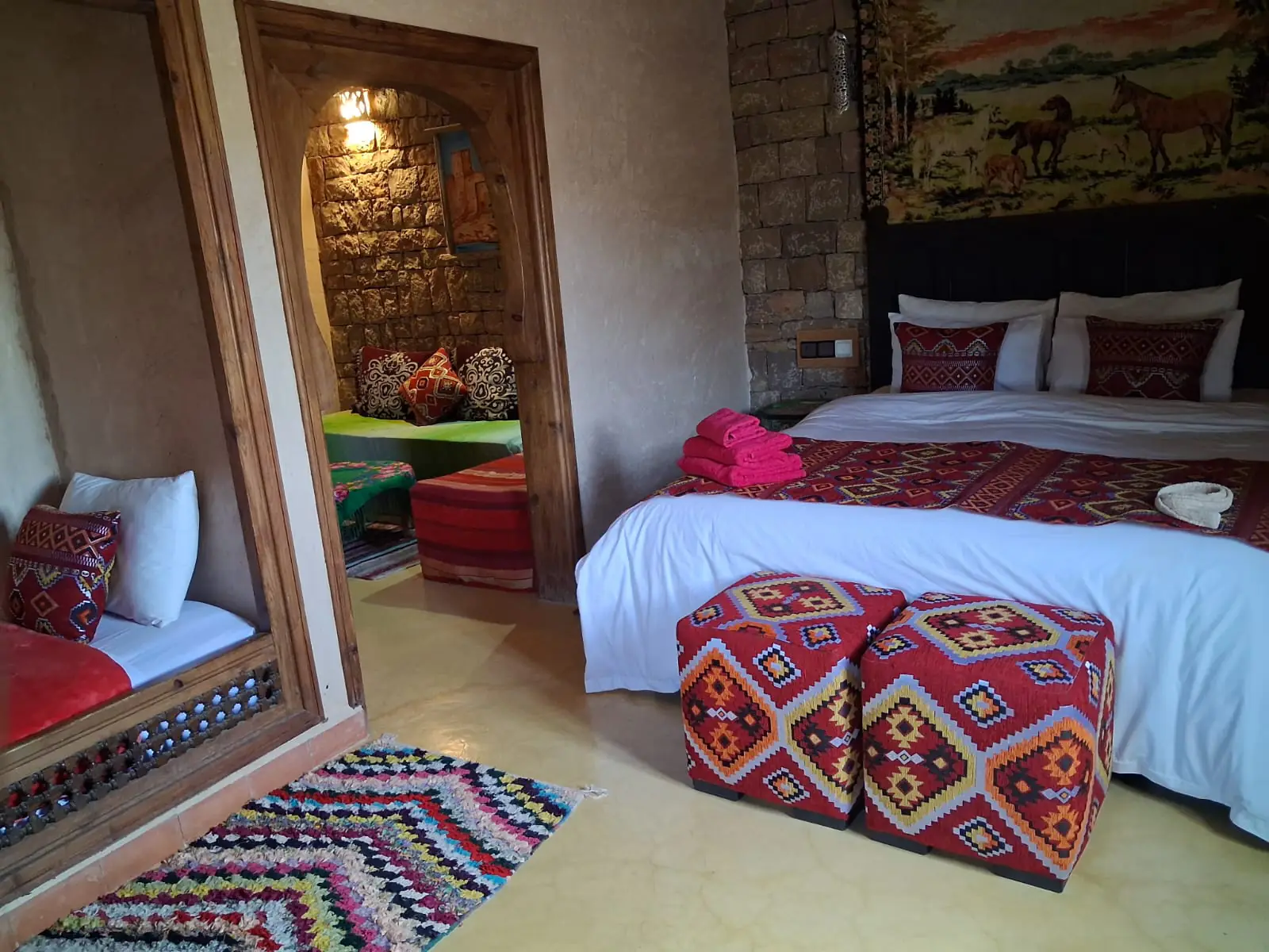 Double Room with Mountain View (Family), Door 2, Chambre d’hôtes Aya, Ouzoud — wide view of the room